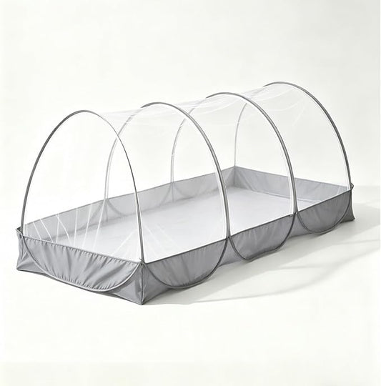 CMINGJ Portable Mosquito Net, Foldable Pop-Up Travel Bed Net, Free Installation Mosquito Tent, for Adults Bedroom Camping Nap Patio L78 x W39 x H35 inch (Single Door with Netting Bottom & Gray Edge)