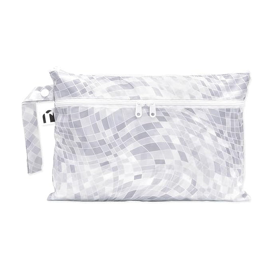 Bumkins Roamio Waterproof Wet Dry Clutch Bag for Baby, Travel, Swim Suit, Cloth Diapers, Pump Parts, Pool, Gym Clothes, Toiletry, Hook to Stroller, Pack for Daycare, Zip Pack Pouch, Disco Ball Gray
