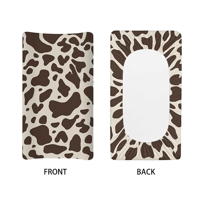 Brown Cow Print Baby Changing Pad Cover Set of 1 Changing Table Cover for Girls, Changing Pad Covers 32"x16" Snug Fitted Diaper Table Sheet