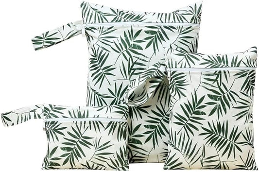 Waterproof Wet Bags, 3 Sizes Storage Bag for Baby Items and Travel, Reusable Diaper Bag with Zippered Pockets and Handle, Set of 3