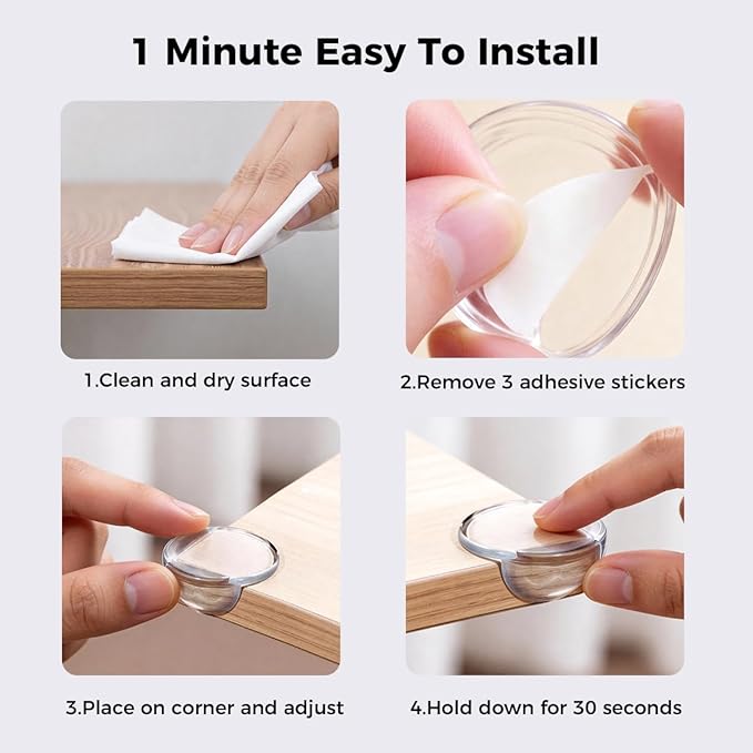 12 Pack Corner Protector for Baby, Corner Protectors Guards, Furniture Corner Guard & Edge Safety Bumpers, Baby Proof Bumper Cushion, Baby Safety Products for Table & Cabinet, Clear &Transparent