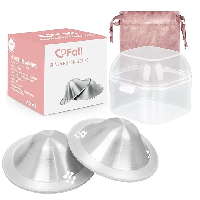 The Original Silver Nursing Cups, Nipple Covers for Breastfeeding, Nipple Shields for Nursing Newborn, Breastfeeding Essentials Silver Nipple Guards