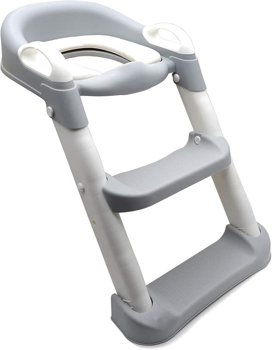 XKMT- Gray Toddler Potty Training Seat Ladder Step Toilet Girl Chair Infant Kids Bathroom Trainer [P/N: ET-BABY002-GRAY]