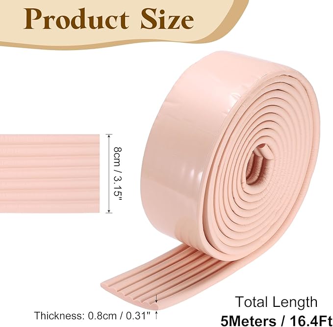 uxcell Bunk Bed Ladder Pad, 16.4ft NBR Self-Adhesive Corner Edge Protector Soft Furniture Corner Guard for Ladder Table Desk Edge, Pink