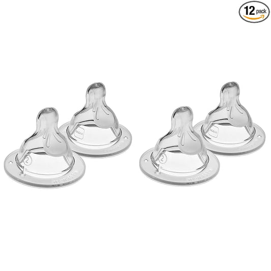 MAM Bottle Nipples Medium Flow Nipple Level 2, for 2+ Months, SkinSoft Silicone Nipples for Baby Bottles, Fits All MAM Bottles, 4 Count (Pack of 12)