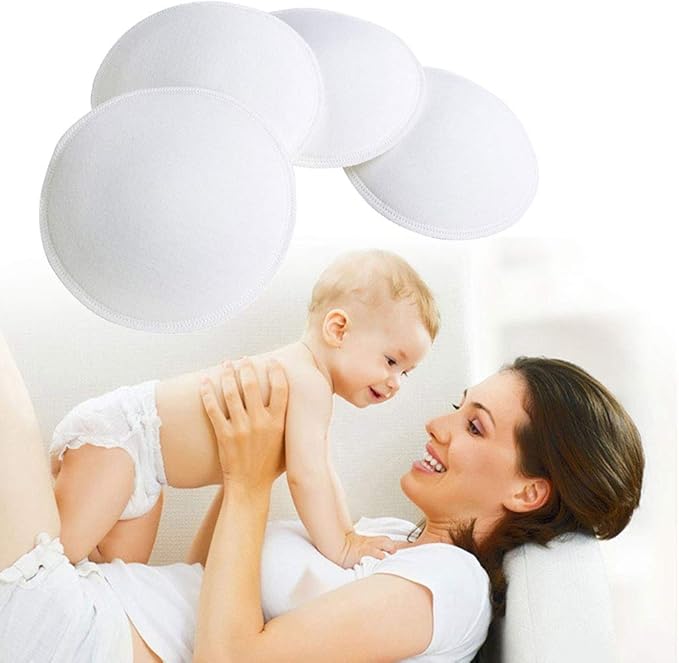 4pcs Breast Pads Absorbency Soft Breathable Organic Cotton Pads for Anti-overflow Breast Pads Nursing Accessories Cotton, app.11cm/4.33in, As Pic Shows
