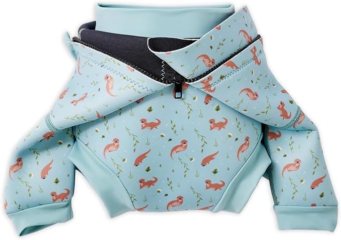 Splash About Happy Nappy Wetsuit, Swimsuit for Babies & Toddlers with Built-in Swim Diaper (Playful Otters, 3-8 Months)