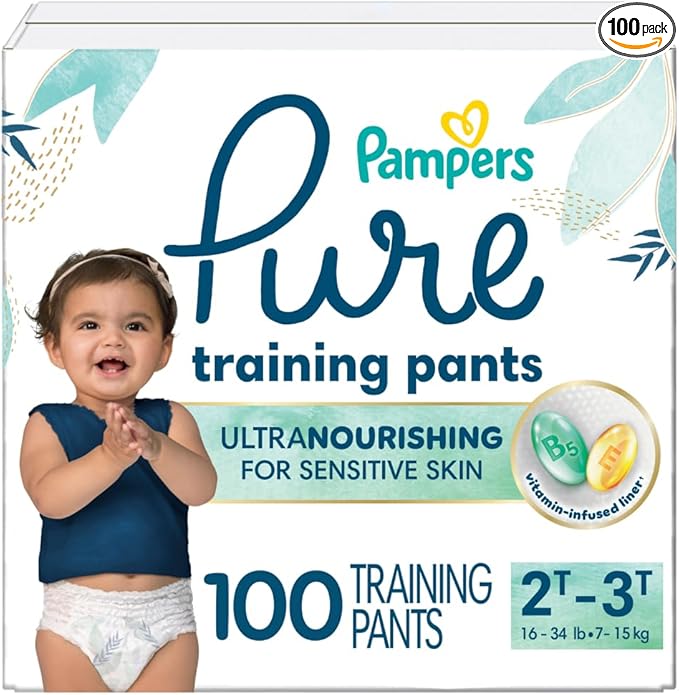 Pampers Pure Protection Training Underwear, Unisex, Size 2T3T, 100 Count, Premium, Hypoallergenic, Soft, Absorbent