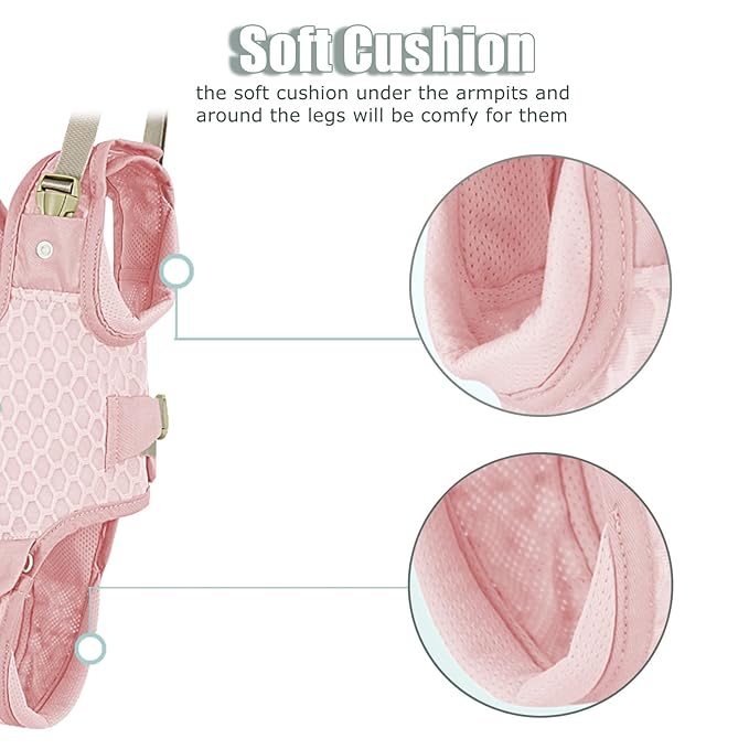 Baby Walking Harness, Handheld Kids Walker Helper with Detachable Crotch Adjustable Walker Harness Assistant Belt Baby Learning Walk Toddler Infant Walker 9-24 Months (Breathable Pink)
