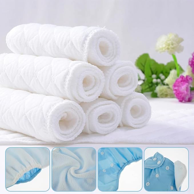 7Pcs Baby Cloth Nappies Reusable Pocket Nappy Washable Adjustable Cloth Diapers Super Absorbent Clothes Nappies Multi-Color Comfortable Diapers for Baby Infants Boys Girls 6.6-33 lbs