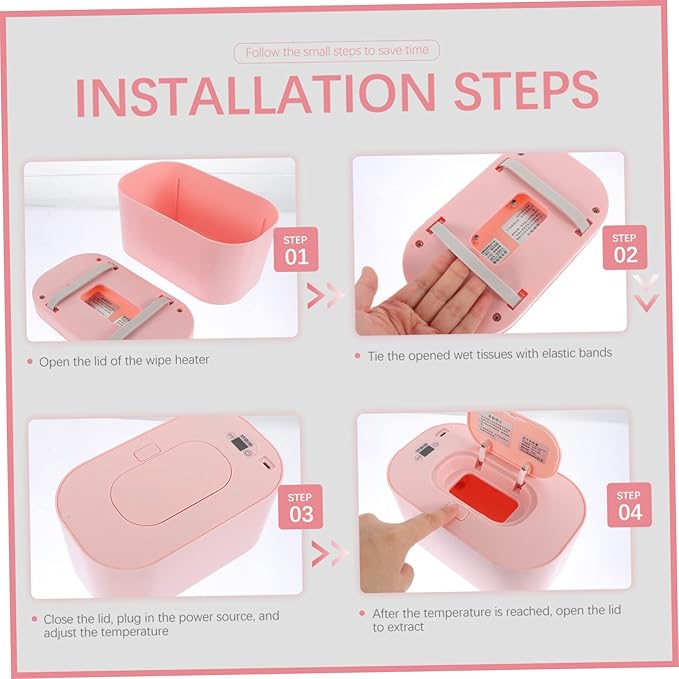 Toyvian Portable USB Wipes Warmer Box with Adjustable Temperature Display 7.87X4.72X3.74In Baby Wet Tissue Heater for Home and Outdoor Diaper Changing Comfort