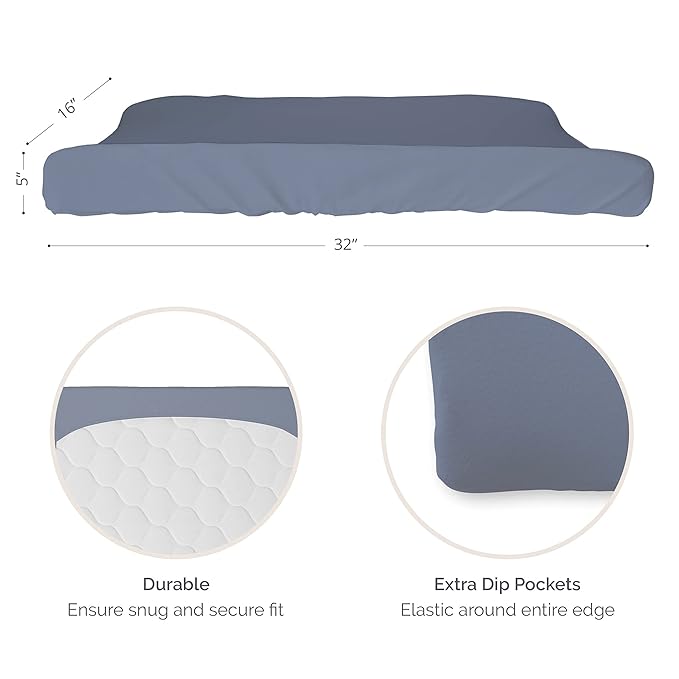 Natemia Organic Cotton Changing Pad Cover (16x32) – Silky Soft Fitted Baby Changing Pad Cover, for Changing Tables, Contoured Pads, Cradle & Bassinet, Neutral Nursery Essential for Boys & Girls