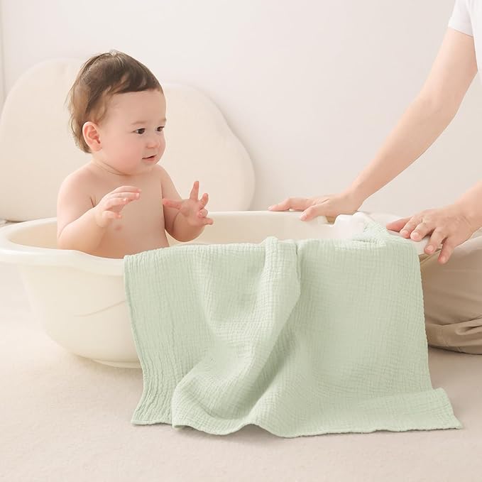 Susurration Muslin Burp Cloths 24x24 Inches Ultra Soft 100% Cotton, 4 or 7 Pack Baby Washcloths for Newborn, Absorbent Burp Rags & Swaddle Blankets