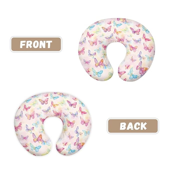 Multicolored Butterfly Nursing Pillow Cover for Baby Boy Girl Breastfeeding Nursing Pillow Slipcovers Super Soft Easy to Use and Dustptoof