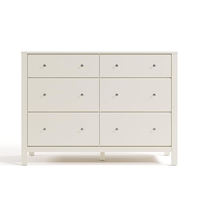 Storkcraft Horizon 6 Drawer Dresser (Frosted Oat) – GREENGUARD Gold Certified Dresser for Nursery & Kids’ Room, Modern Storage with Interlocking Drawer System
