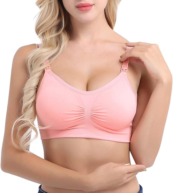 Womens Nursing Bra Seamless Sleeping Wirefree Breastfeeding Maternity Bralette with Removable Spill Prevention Pads