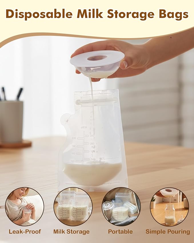 Lictin Breast Milk Collector, Milk Collectors for Breastfeeding, 2PCS Breastmilk Cups, 60ML Milk Collection Shells with 10PCS Milk Storage Bags(Silicone Storage Box), Milk Catcher for Nursing Moms