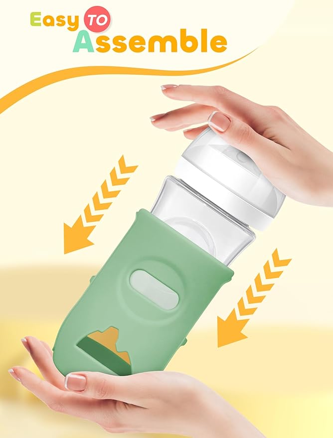 3 Pack Silicone Sleeves for Avent Natural Glass Baby Bottles, Protection and Insulation, Baby Bottle Sleeve Compatible with Avent Glass Bottles 8 oz, Dishwasher Safe (Blue+Green+Grey)