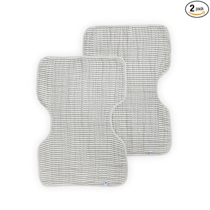 Little Unicorn Ultra-Absorbent Premium Burp Cloth 2 Pack | Soft on Baby's Skin | Larger Size | Ergonomic Design | Set of 2 (Grey Stripe)