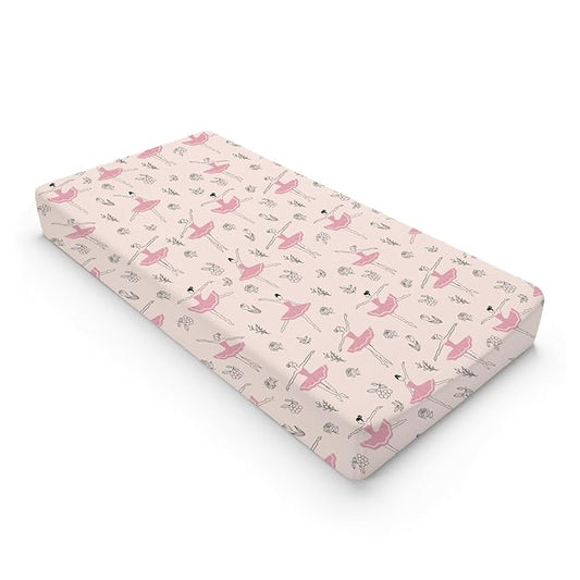 Pink Ballet Baby Changing Table Pad Covers for Girls 32''x16'' Ballerinas Dancing Fitted Diaper Change Table Sheets Dancer Ballet Girls Sports Soft Breathable Nursery Baby Changing Table Mats Pink