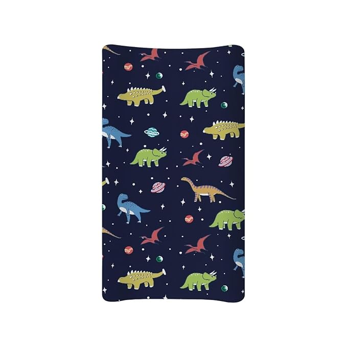 Dinosaur Changing Pad Cover Sheets Portable Changing Pad Covers Fit 32 x 16 Inch Baby Nursery Diaper Change Table Liners Mats for Boys, One Size