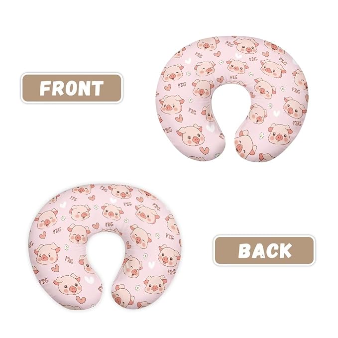 Cute Piggy Baby Feeding Pillow Cover Super Soft and Stretchy Personalized Breastfeeding Pillowcase Newborn for Boys Girls, 1 Pack