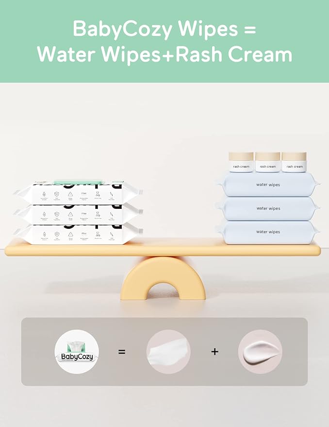 Baby Wipes, Cleansing & Moisturizing 2-in-1 Babycozy Sensitive, 100% Plant Fiber & Biodegradable, Hypoallergenic Baby Coconut Wipes Moisturize Every Cleanse, 240 count (6 pack)