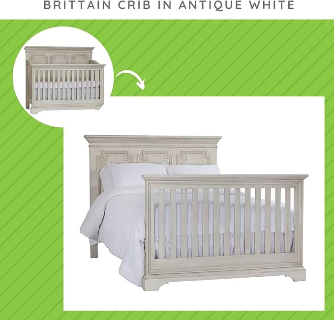 Full-Size Conversion Kit Bed Rails for Viv + Rae Convertible Cribs - Solid Wood Rail - Toddler and Adult Bed Rail for Full-Size Beds - Essential Nursery & Baby Furniture (Antique White, Option 2)