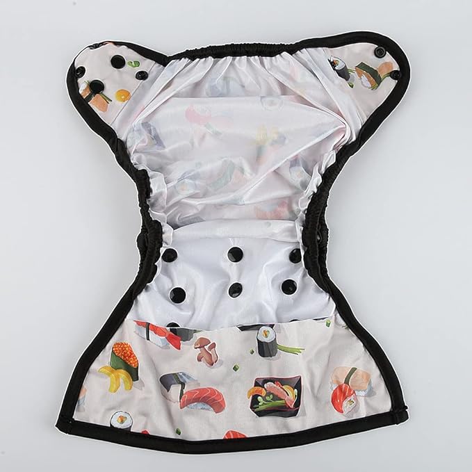One Size Cloth Diaper Cover Snap With Double Gusset (Sushi), One Fit All