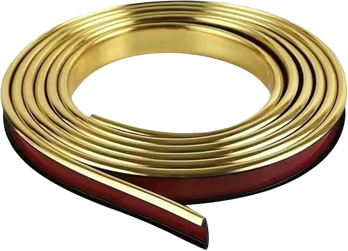 U-Shape Edge Banding, 16.4FT Veneer Edge Banding, PVC Self Adhesiv Furniture Corner Edge Strip Countertop Table Cabinets Chairs Shelves Restoration, 25MM, Gold