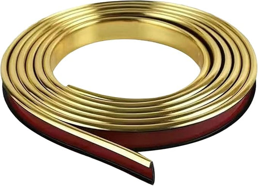 U-Shape Edge Banding, 16.4FT Veneer Edge Banding, PVC Self Adhesiv Furniture Corner Edge Strip Countertop Table Cabinets Chairs Shelves Restoration, 25MM, Gold
