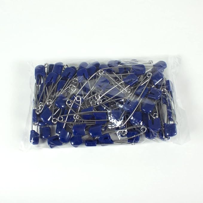 OsoCozy Cloth Diaper Nappy Pins 100 Packs - 100 Stainless Steel Safety Pins with Locking Plastic Heads. Durable, Safe and Cute 2.2 Inches Long (Royal Blue)