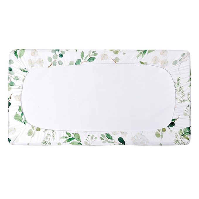 2Packs Baby Changing Pad Cover, Ultra Soft Stretchy Diaper Changing Table Pad Cover for Girls Boys, Cotton Breathable Nursery Changing Table Sheets Fit 32"/34"x16"Pad (Green Beige)