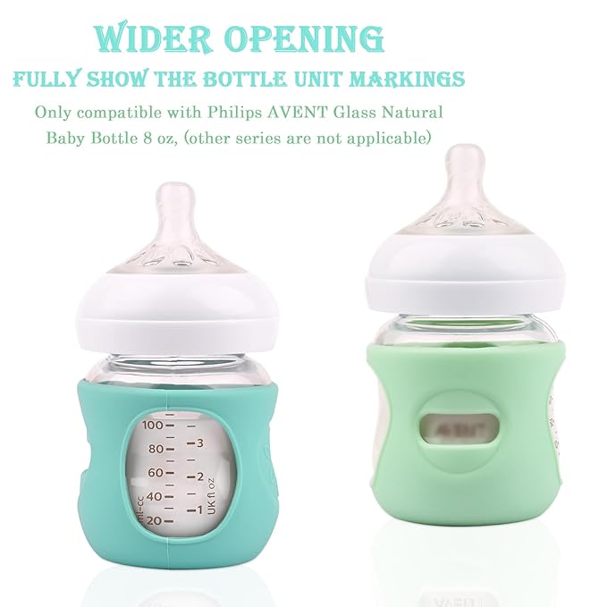 3 Pack Silicone Sleeves for Avent Natural Glass Baby Bottles, Anti Breakage Baby Bottle Holder, Compatible Philips Avent Glass Natural Baby Bottle 4 oz, BPA Free