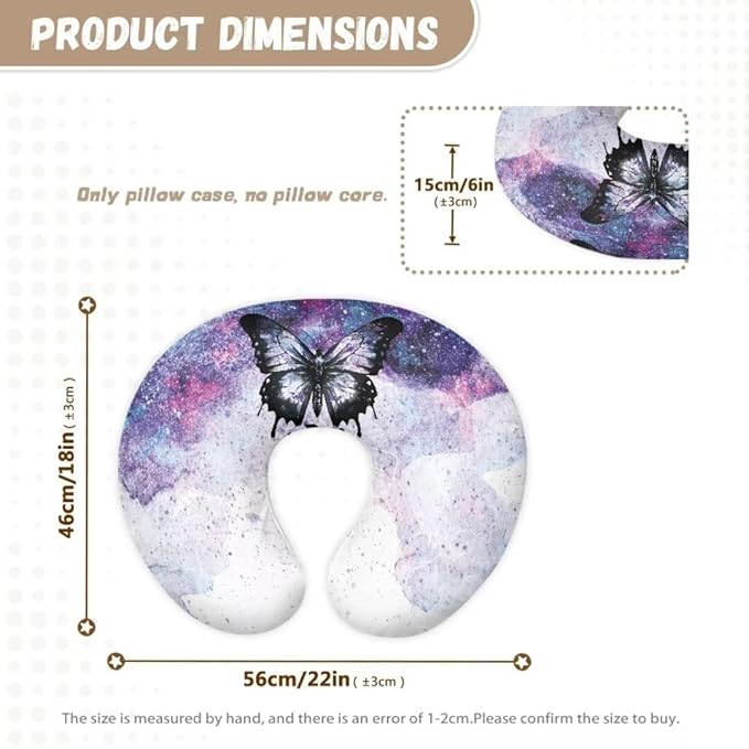 Nursing Pillow Cover for Baby Girl Boy, Nursing Essentials for Bottle and Breastfeeding, Nursing Pillows Covers, Purple Butterfly