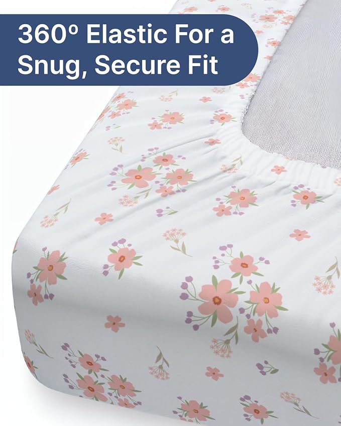 Changing Pad Cover - Pack of 2 Soft Unisex Diaper Change Microfiber Table Sheets - Fits 32"x16" Contoured Pad - Changing Pad Cover for Baby Boys and Girls - Snug, Machine Washable - Oeko-Tex, Floral
