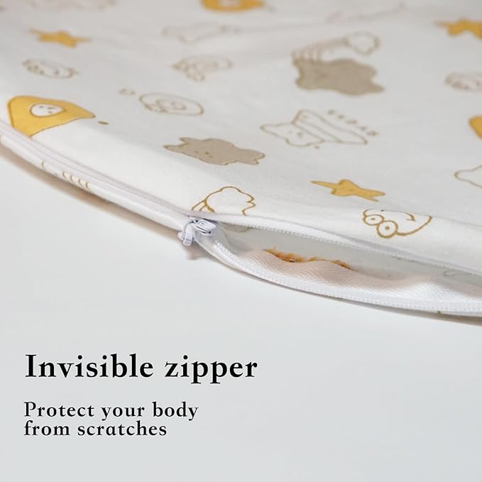 Nursing Pillow Cover(Only Pillowcase) Soft Cotton Removable Cover for Breastfeeding Pillows, Ultra Comfortable Breathable Slipcover for Newborn Baby Girl and Boy (Yellow Star)