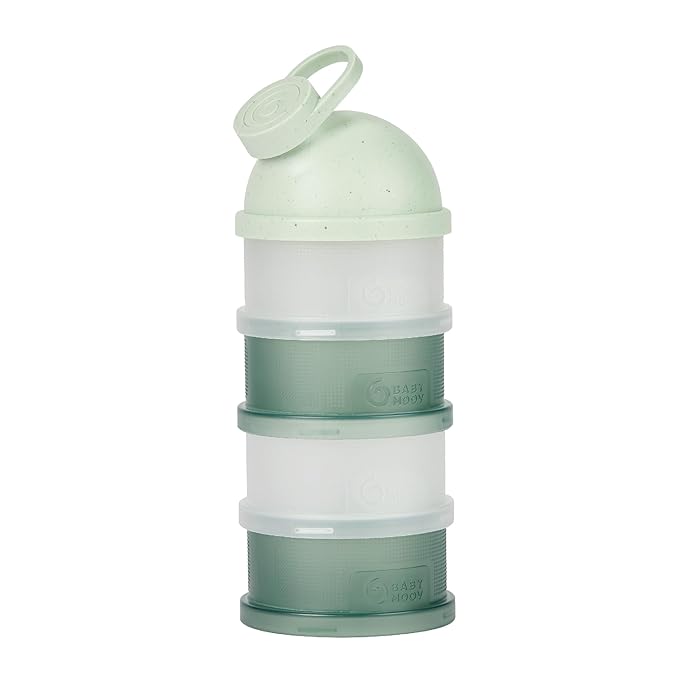Babymoov Babydose Formula Dispenser On-the-Go, BPA-Free Baby Formula and Snack Container, Travel Essential, 4 Airtight Compartments, XL Capacity, Ergonomic, Dishwasher-Safe, Made in France, Green