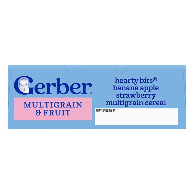 GERBER CEREAL FOR BABY GRAIN AND GROW Hearty Bits MultiGrains Banana Apple Strawberry 5x8oz
