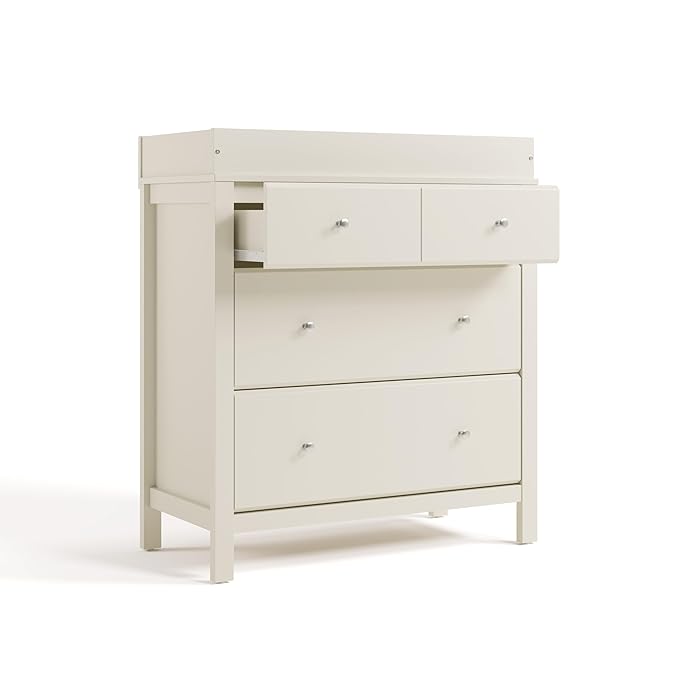 Storkcraft Horizon 3 Drawer Chest with Removable Changing Topper (Frosted Oat) – GREENGUARD Gold Certified Nursery Dresser, Kids’ Storage Chest with Organizer, Durable and Stylish 3-Drawer Design