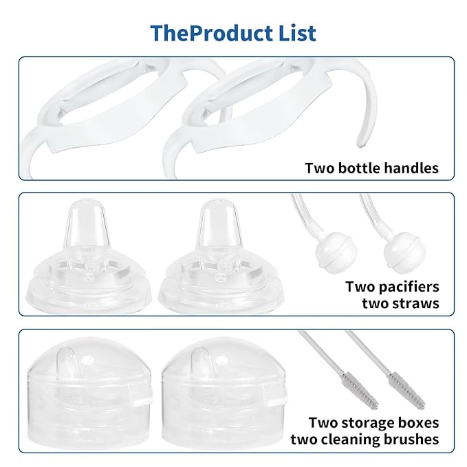 Sippy Cup Soft Spout Conversion Kit for Philips Avent Natural Baby Bottle, Bottle Handles and Weighted Straw （2 Pack）