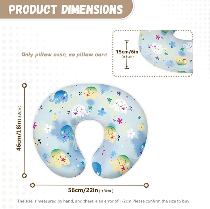 Cute Cartoon Elephant Nursing Pillow Cover Nursing Pillows for Breastfeeding Fits The Original Support for Breastfeeding Nipple Shields for Breastfeeding Newborn