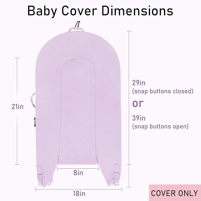 Organic Replacement Cover with Waterproof Pad | Premium Quality Spare Cover Certified Organic Cotton | [Fits Dockatot Deluxe + Docks] (Cover Only) (Lavender, Waterproof Organic Cotton)