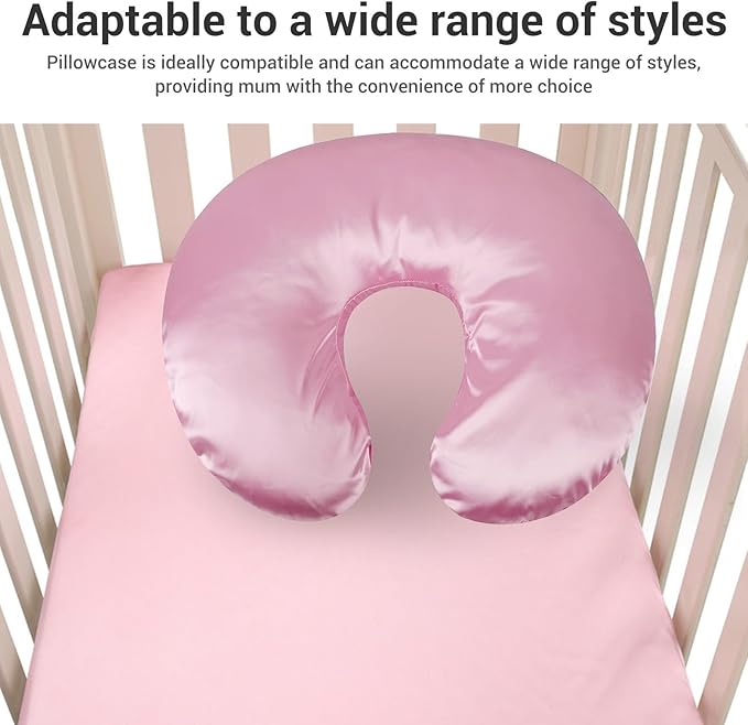 Satin Nursing Pillow Cover,Soft Washable Breathable,Protect for Baby Hair and Skin, Breastfeeding Pillow Slipcover for Feeding (Roseate)