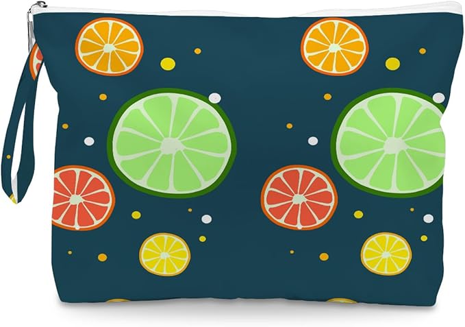 Wet Dry Bag, Wet Bag for Swimsuit, Diaper Sunscreen Large Zipper Pouch Waterproof Pouch, Beach Bags for Women, Lime and Grapefruit Patterns, Gifts for Ladies Girls Friends Colleagues and Sisters