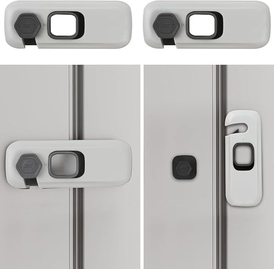 2Pack Child Proof Refrigerator Lock,Fridge Locks for Kids with Sticky Adhesive Pads,Baby Safety Locks for Fridges, Cabinets, Drawers, Double Doors and More (2 Pack)