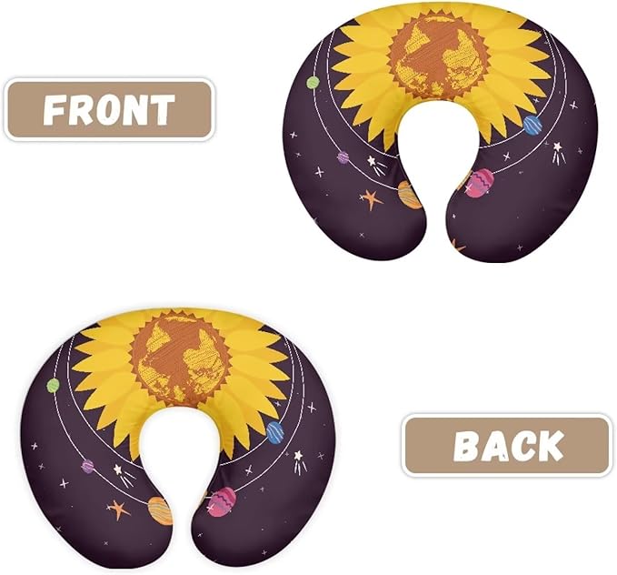 Nursing Pillow for Baby Girl，Removable Nursing Cover for Breastfeeding Pillows,Ultra-Soft Baby Nursing Pillow Covers Fits Newborn Feeding Pillow Purple,Sunflower Planets(Cover Only)