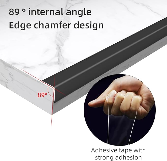 Black Wall Corner Protector, 4Pcs, Length 35.4in, Width 0.79in - Self Adhesive Metal Corner Protector for Aluminum Trim molding, Cabinet Edge Guard, Easy to Install