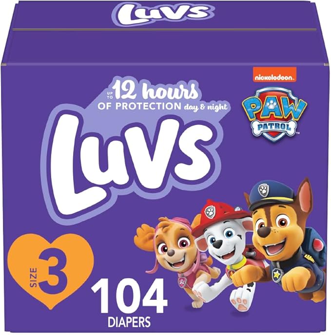 Luvs Size 3 Baby Diapers, Platinum Protection Bluey Diapers for Day & Night, Size 3, 104 Count (Packaging May Vary)