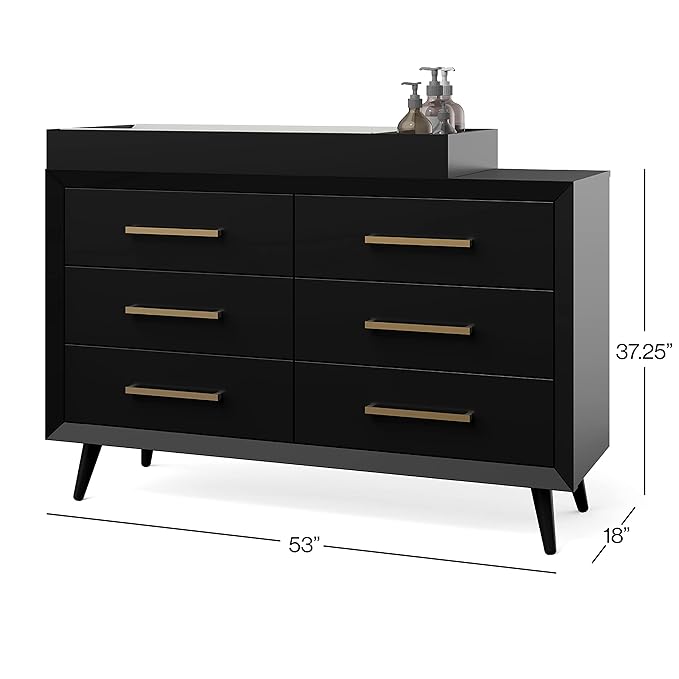 Child Craft Universal Changing Table Topper, Convert Dresser into a Changing Table Surface, Securely Attaches, Non-Toxic, Baby Safe Finish (Ebony)